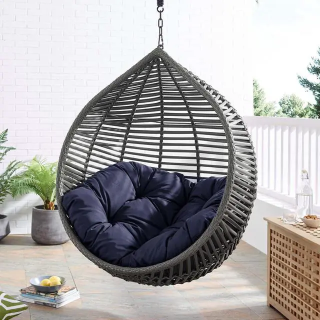 Alt view image 4 of 4 - Garner Teardrop Outdoor Patio Swing Chair Without Stand Gray Navy