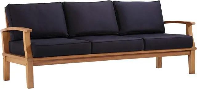 Main image of Marina Outdoor Patio Teak Sofa Natural Navy