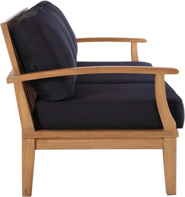 Alt view image 2 of 6 - Marina Outdoor Patio Teak Sofa Natural Navy