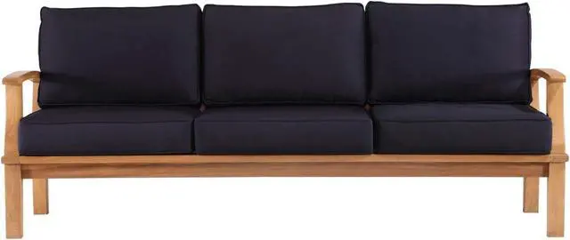 Alt view image 4 of 6 - Marina Outdoor Patio Teak Sofa Natural Navy