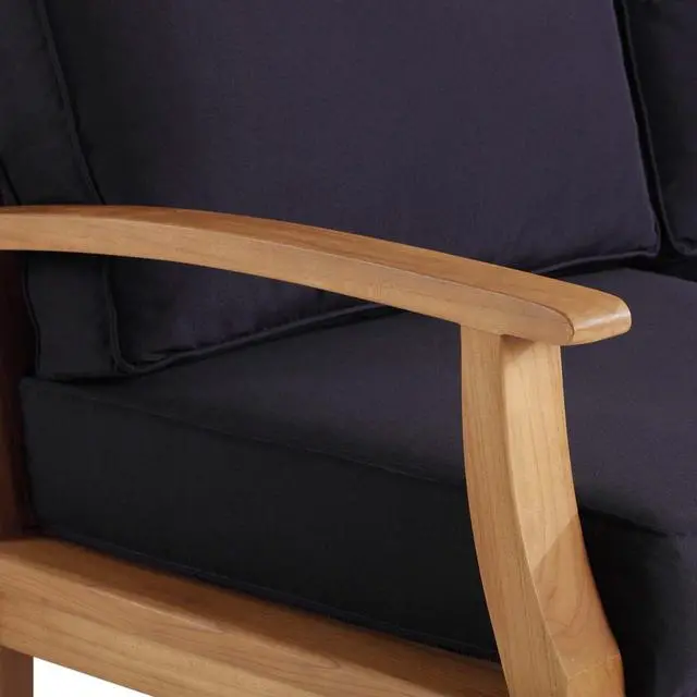 Alt view image 5 of 6 - Marina Outdoor Patio Teak Sofa Natural Navy