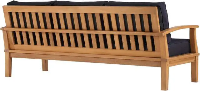 Alt view image 3 of 6 - Marina Outdoor Patio Teak Sofa Natural Navy