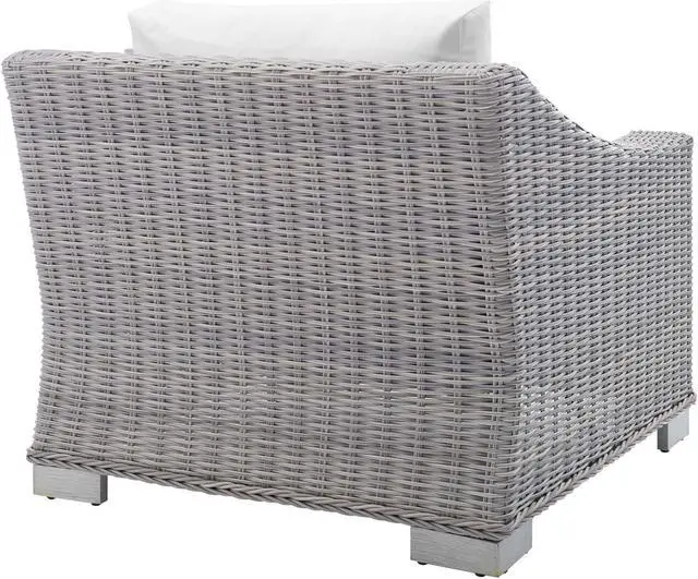 Alt view image 3 of 13 - Conway Sunbrella Outdoor Patio Wicker Rattan Armchair Light Gray White
