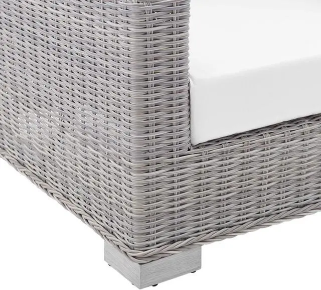 Alt view image 5 of 13 - Conway Sunbrella Outdoor Patio Wicker Rattan Armchair Light Gray White