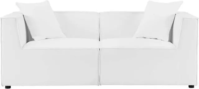 Main image of Saybrook Outdoor Patio Upholstered 2-Piece Sectional Sofa Loveseat White