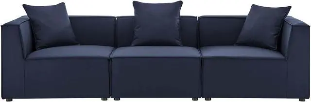 Main image of Saybrook Outdoor Patio Upholstered 3-Piece Sectional Sofa Navy