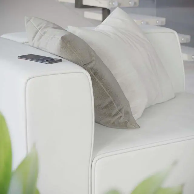 Alt view image 5 of 6 - Mingle Vegan Leather Left-Arm Chair White