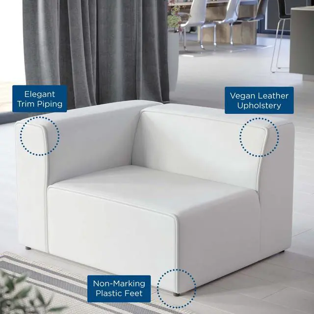 Alt view image 6 of 6 - Mingle Vegan Leather Left-Arm Chair White