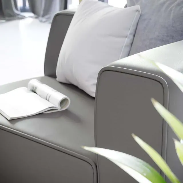 Alt view image 5 of 6 - Mingle Vegan Leather Right-Arm Chair Gray