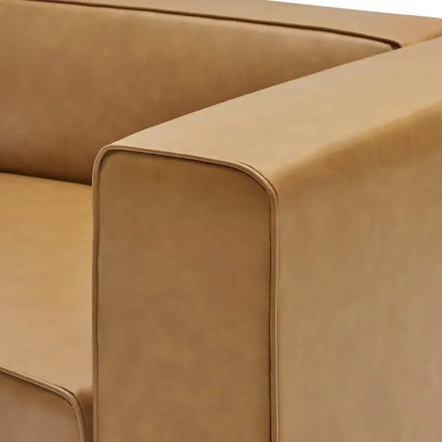 Alt view image 4 of 6 - Mingle Vegan Leather Right-Arm Chair Tan