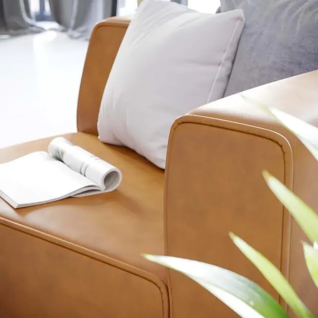 Alt view image 6 of 6 - Mingle Vegan Leather Right-Arm Chair Tan