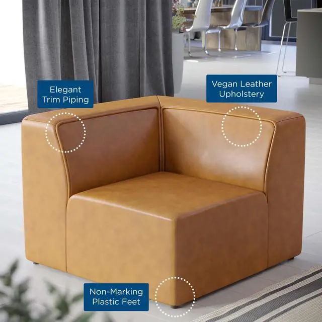 Alt view image 6 of 6 - Mingle Vegan Leather Corner Chair Tan