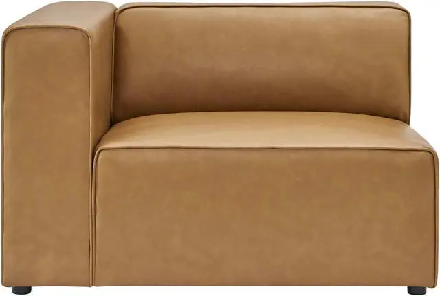 Alt view image 5 of 6 - Mingle Vegan Leather 2-Piece Sectional Sofa Loveseat Tan