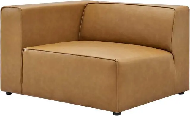 Alt view image 3 of 6 - Mingle Vegan Leather 2-Piece Sectional Sofa Loveseat Tan