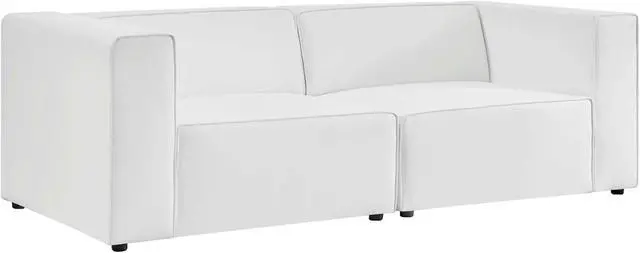Main image of Mingle Vegan Leather 2-Piece Sectional Sofa Loveseat White