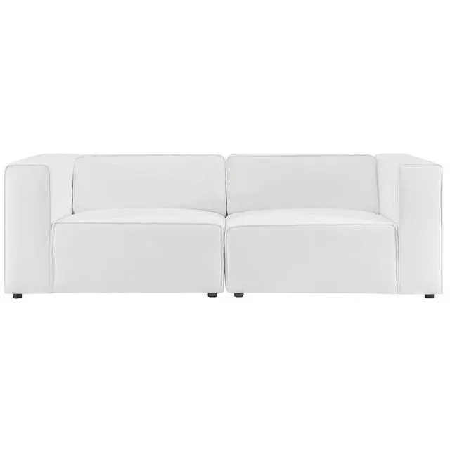 Alt view image 2 of 6 - Mingle Vegan Leather 2-Piece Sectional Sofa Loveseat White