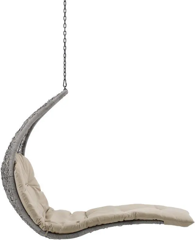 Alt view image 2 of 6 - Landscape Outdoor Patio Hanging Chaise Lounge Outdoor Patio Swing Chair Light Gray Beige