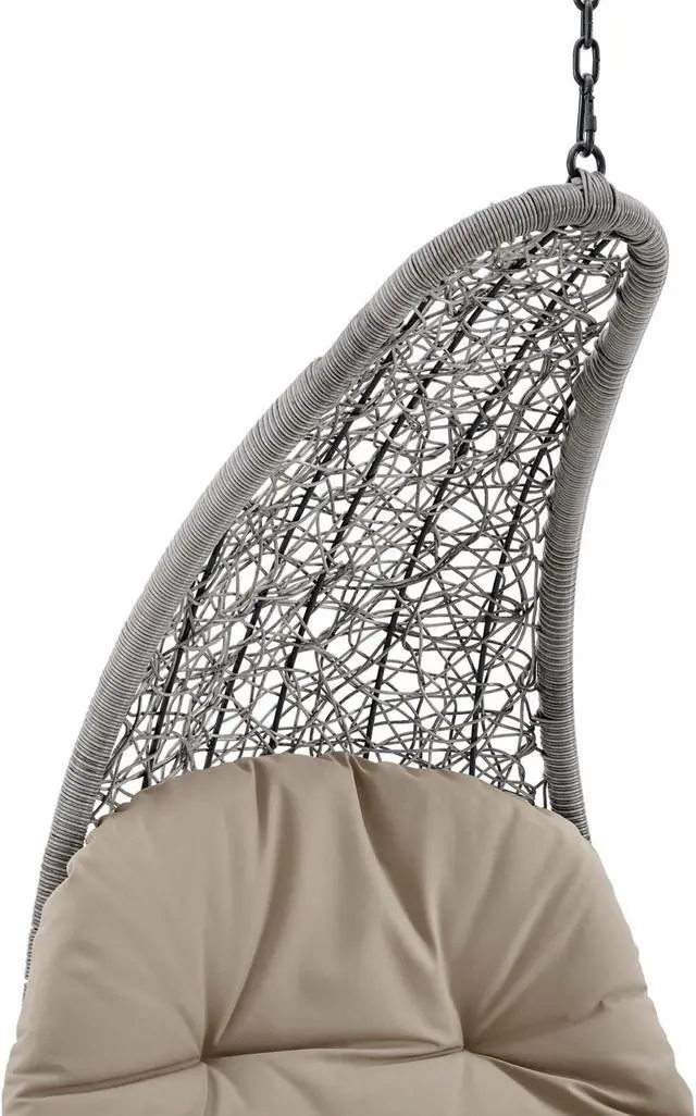 Alt view image 3 of 6 - Landscape Outdoor Patio Hanging Chaise Lounge Outdoor Patio Swing Chair Light Gray Beige
