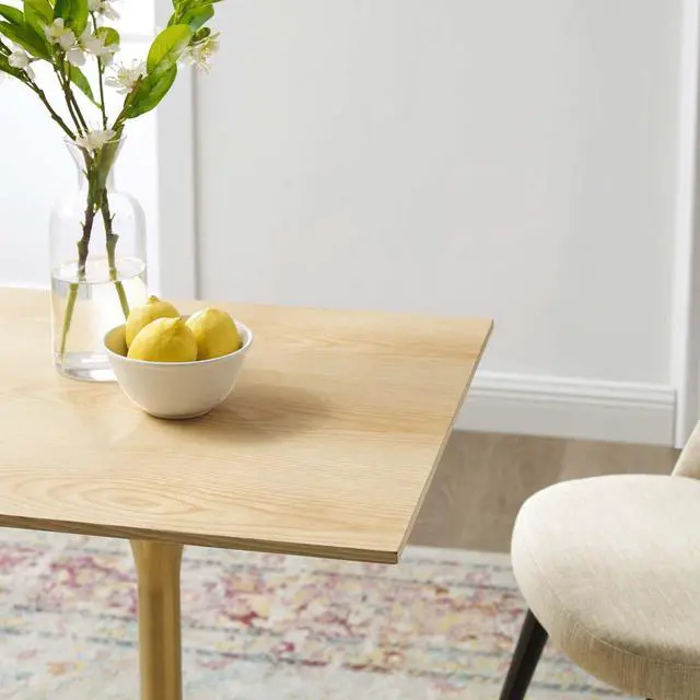 Alt view image 5 of 6 - Lippa 24" Square Wood Dining Table Gold Natural