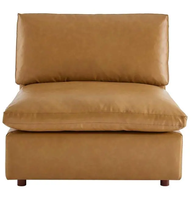 Alt view image 4 of 11 - Commix Down Filled Overstuffed Vegan Leather Armless Chair