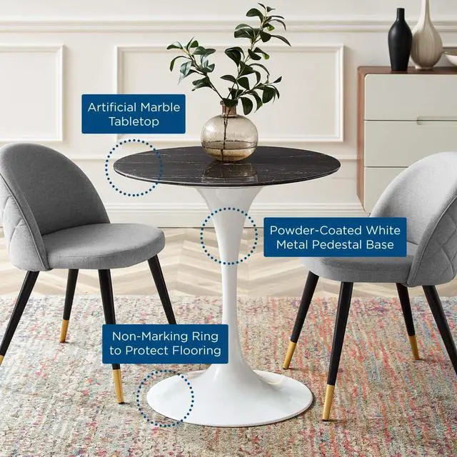 Alt view image 4 of 4 - Lippa 28" Artificial Marble Dining Table