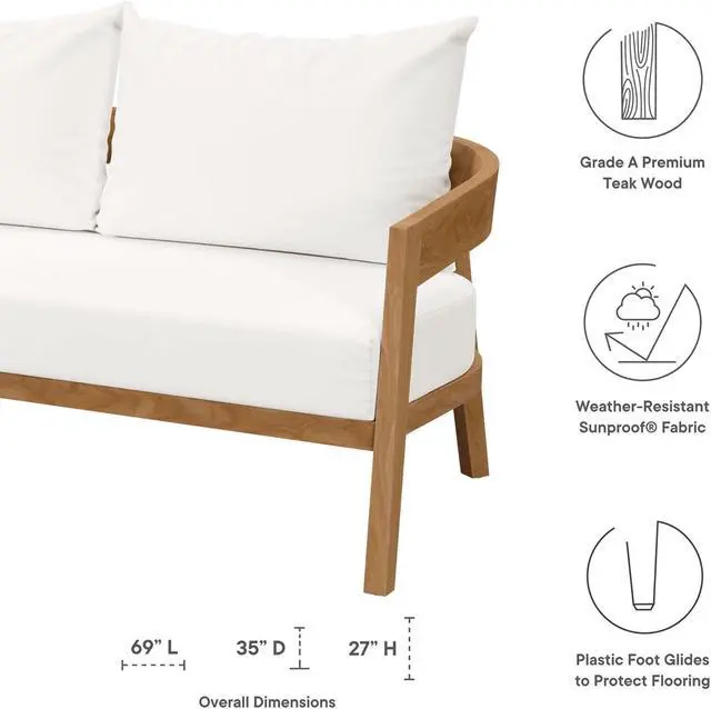 Alt view image 6 of 6 - Brisbane Teak Wood Outdoor Patio Loveseat