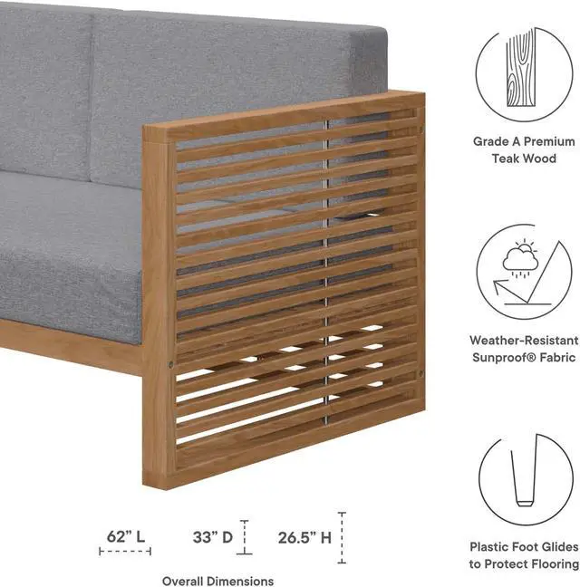 Alt view image 6 of 6 - Carlsbad Teak Wood Outdoor Patio Loveseat