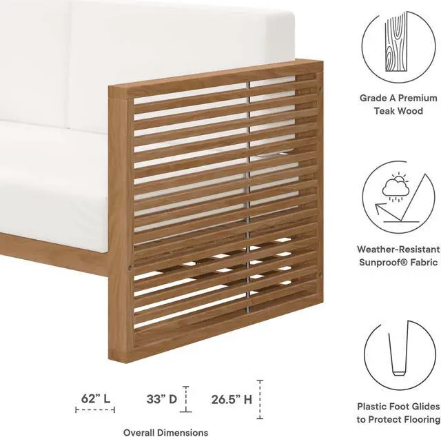Alt view image 6 of 6 - Carlsbad Teak Wood Outdoor Patio Loveseat