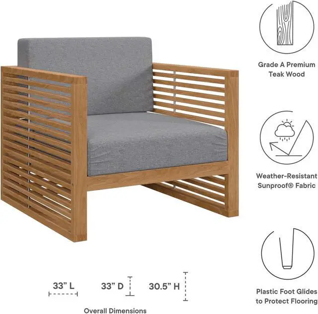 Alt view image 6 of 6 - Carlsbad Teak Wood Outdoor Patio Armchair
