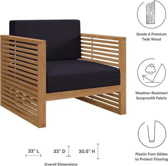 Alt view image 6 of 6 - Carlsbad Teak Wood Outdoor Patio Armchair