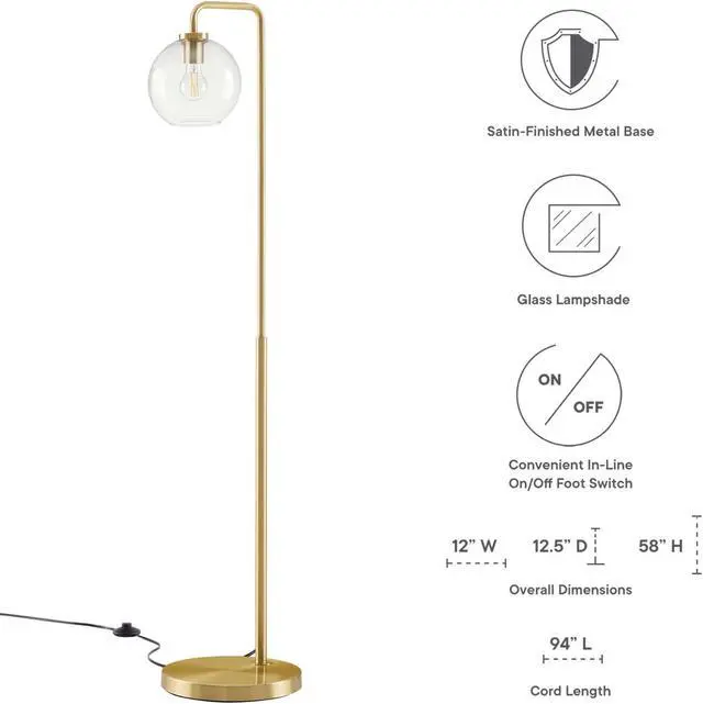 Alt view image 2 of 6 - Silo Glass Globe Glass and Metal Floor Lamp