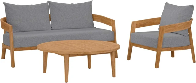 Main image of Brisbane 3-Piece Teak Wood Outdoor Patio Outdoor Patio Set