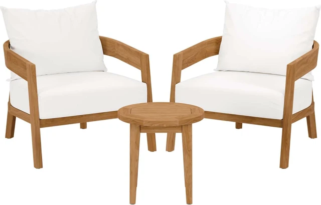 Main image of Brisbane 3-Piece Teak Wood Outdoor Patio Outdoor Patio Set