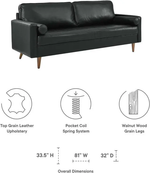 Alt view image 6 of 6 - Valour 81" Leather Sofa