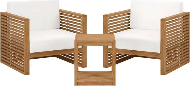 Main image of Carlsbad 3-Piece Teak Wood Outdoor Patio Outdoor Patio Set