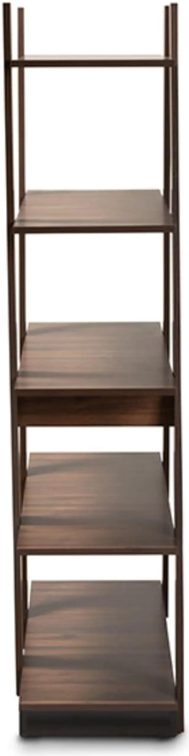 Alt view image 3 of 19 - Baxton Studio Michio Modern and Contemporary Walnut Brown Finished 5-Tier Wood Geometric Living Room Display Shelf