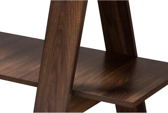 Alt view image 5 of 19 - Baxton Studio Michio Modern and Contemporary Walnut Brown Finished 5-Tier Wood Geometric Living Room Display Shelf