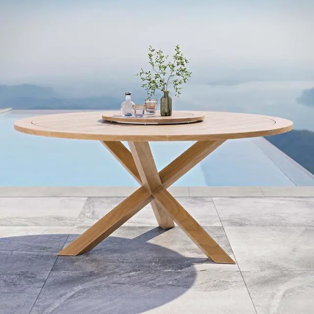 Alt view image 5 of 5 - Wellspring 63" Outdoor Patio Teak Wood Dining Table