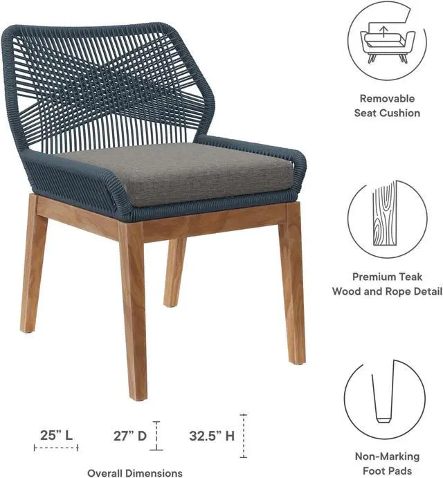 Alt view image 4 of 6 - Wellspring Outdoor Patio Teak Wood Dining Chair