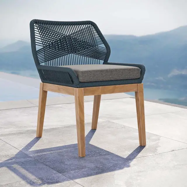 Alt view image 6 of 6 - Wellspring Outdoor Patio Teak Wood Dining Chair