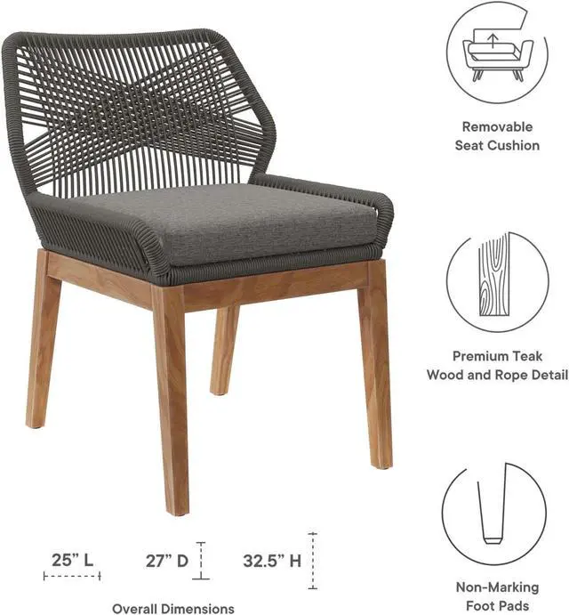 Alt view image 4 of 6 - Wellspring Outdoor Patio Teak Wood Dining Chair