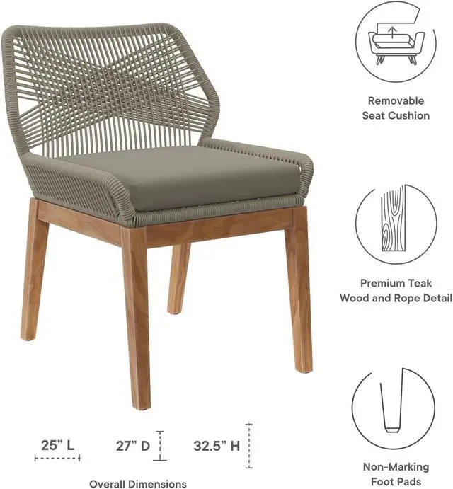 Alt view image 4 of 6 - Wellspring Outdoor Patio Teak Wood Dining Chair