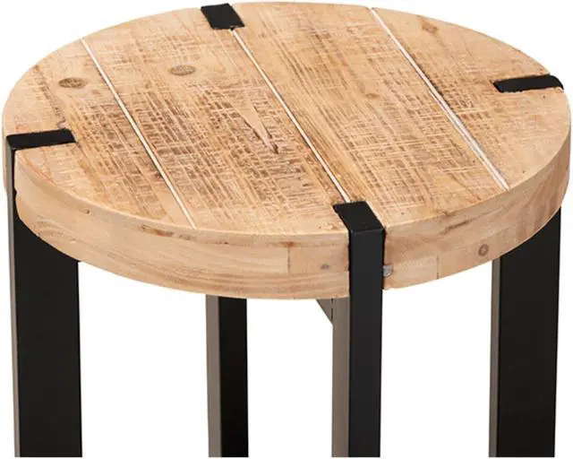 Alt view image 3 of 12 - Baxton Studio Horace Rustic and Industrial Natural Brown Finished Wood and Black Finished Metal End Table