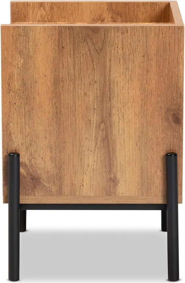 Alt view image 4 of 20 - Baxton Studio Tasman Modern and Contemporary Industrial Natural Brown Finished Wood and Black Metal End Table