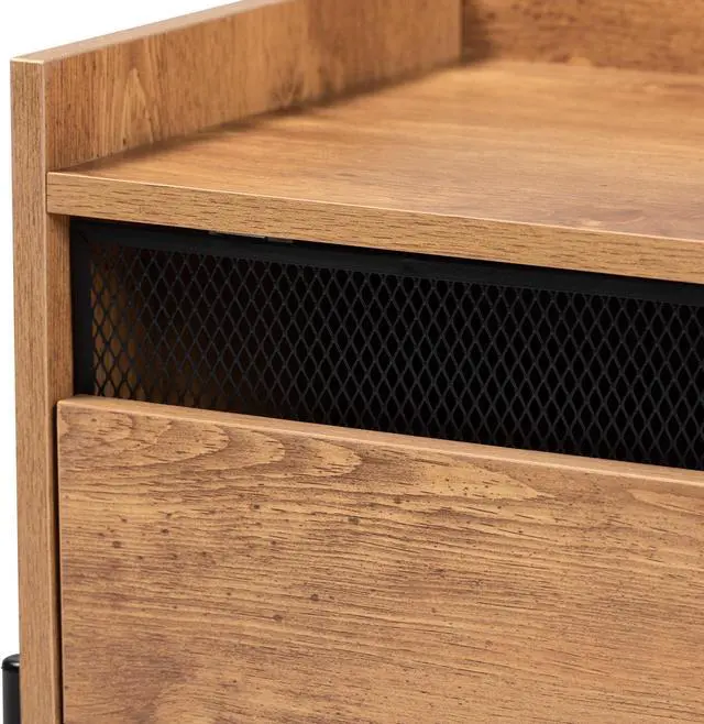 Alt view image 5 of 20 - Baxton Studio Tasman Modern and Contemporary Industrial Natural Brown Finished Wood and Black Metal End Table