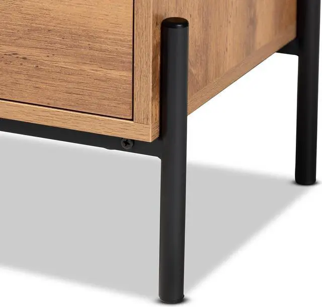 Alt view image 6 of 20 - Baxton Studio Tasman Modern and Contemporary Industrial Natural Brown Finished Wood and Black Metal End Table