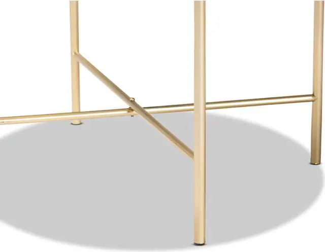 Alt view image 3 of 12 - Baxton Studio Maddock Modern and Contemporary Gold Finished Metal End Table with Marble Tabletop