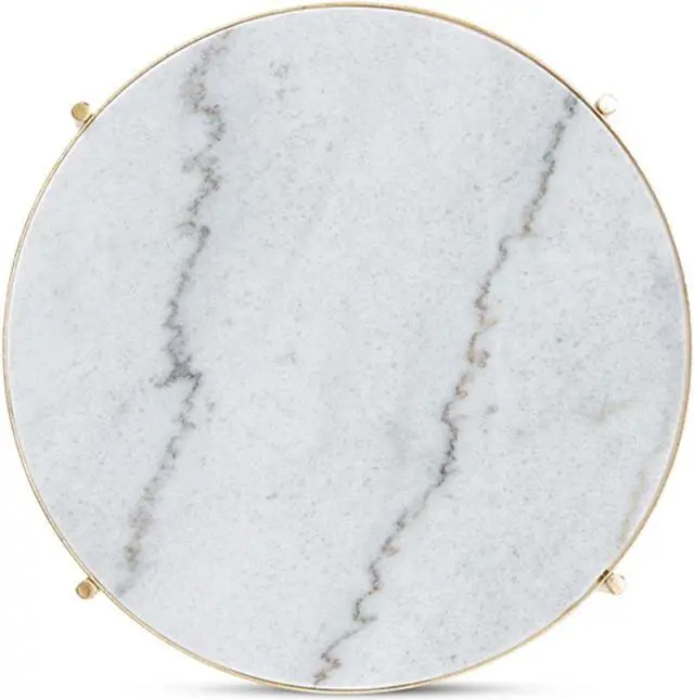 Alt view image 4 of 12 - Baxton Studio Maddock Modern and Contemporary Gold Finished Metal End Table with Marble Tabletop