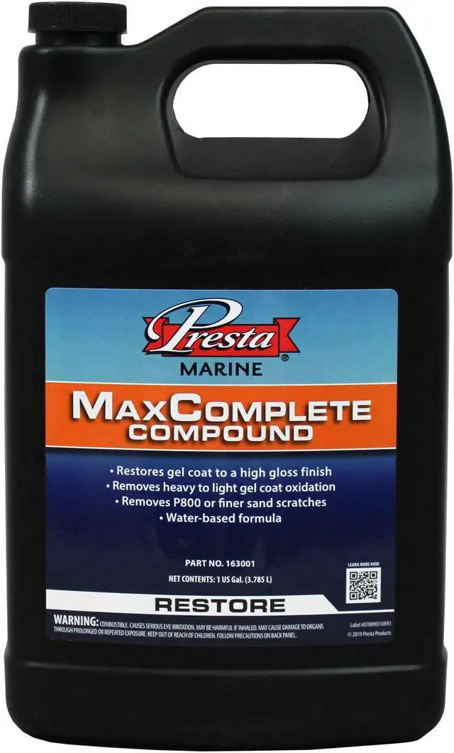 Main image of Presta 163001 MaxComplete Compound for Removing P800, Finer Sand Scratches and Light-Heavy Oxidation - 1 Gallon