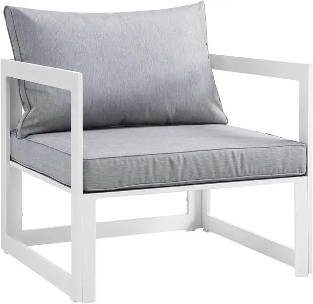 Alt view image 3 of 6 - Fortuna 6 Piece Outdoor Patio Sectional Sofa Set - White Gray